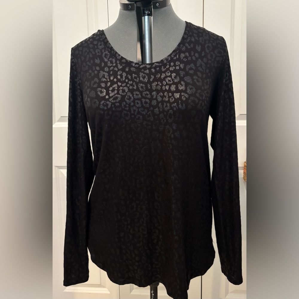 White House Black Market Black Leopard Print Blouse
